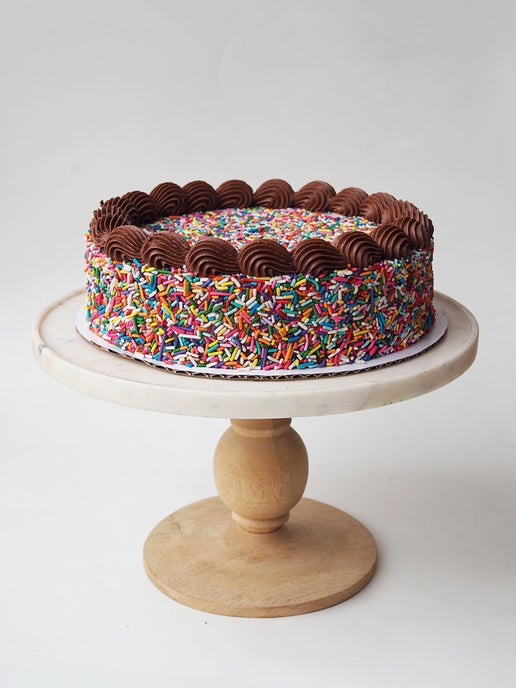 Rainbow Birthday Celebration Cake with Chocolate Buttercream Frosting