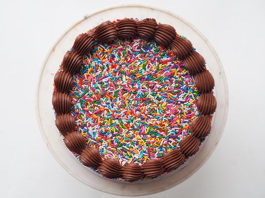 Rainbow Birthday Celebration Cake with Chocolate Buttercream Frosting