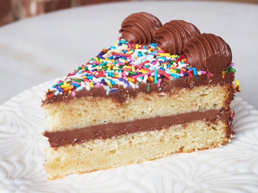 Rainbow Birthday Celebration Cake with Chocolate Buttercream Frosting