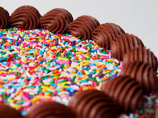 Rainbow Birthday Celebration Cake with Chocolate Buttercream Frosting