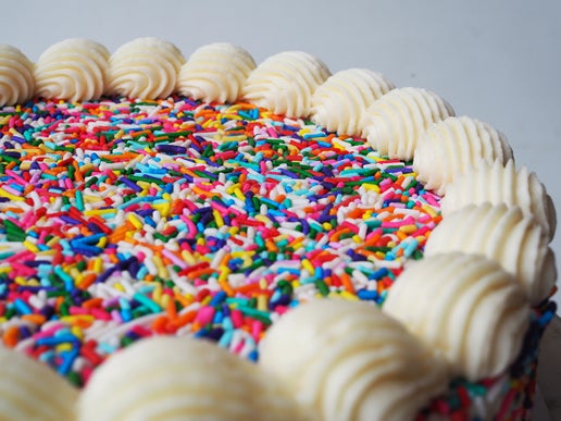 Rainbow Birthday Celebration Cake with Vanilla Buttercream Frosting