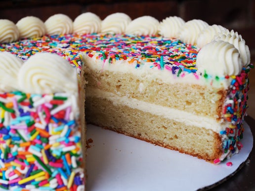 Rainbow Birthday Celebration Cake with Vanilla Buttercream Frosting